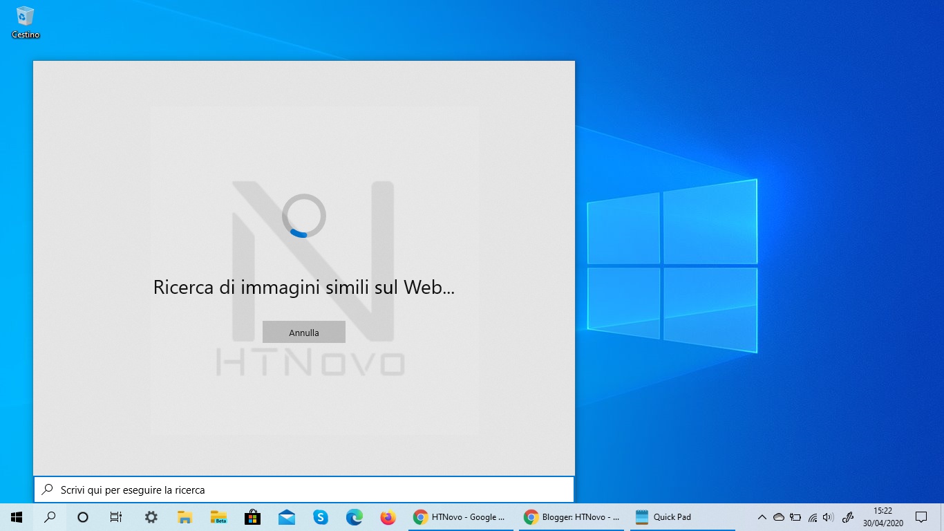 'Cerca con uno screenshot' disponibile in Ricerca di Windows 10