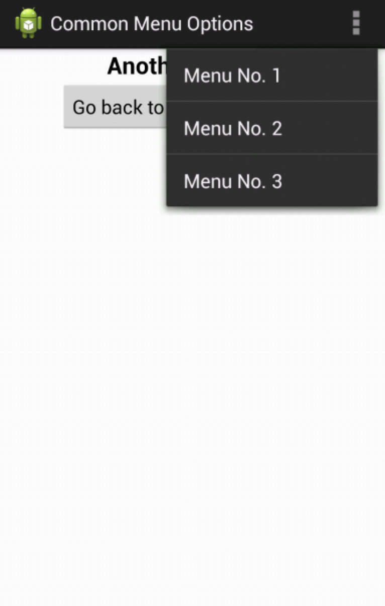 Android Options Menu Tutorial – Using Option Menu Demo with Icons – XVIBJX