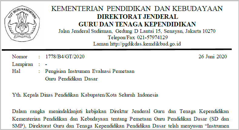 Pengisian Instrumen Evaluasi Pemetaan Guru Pendidikan