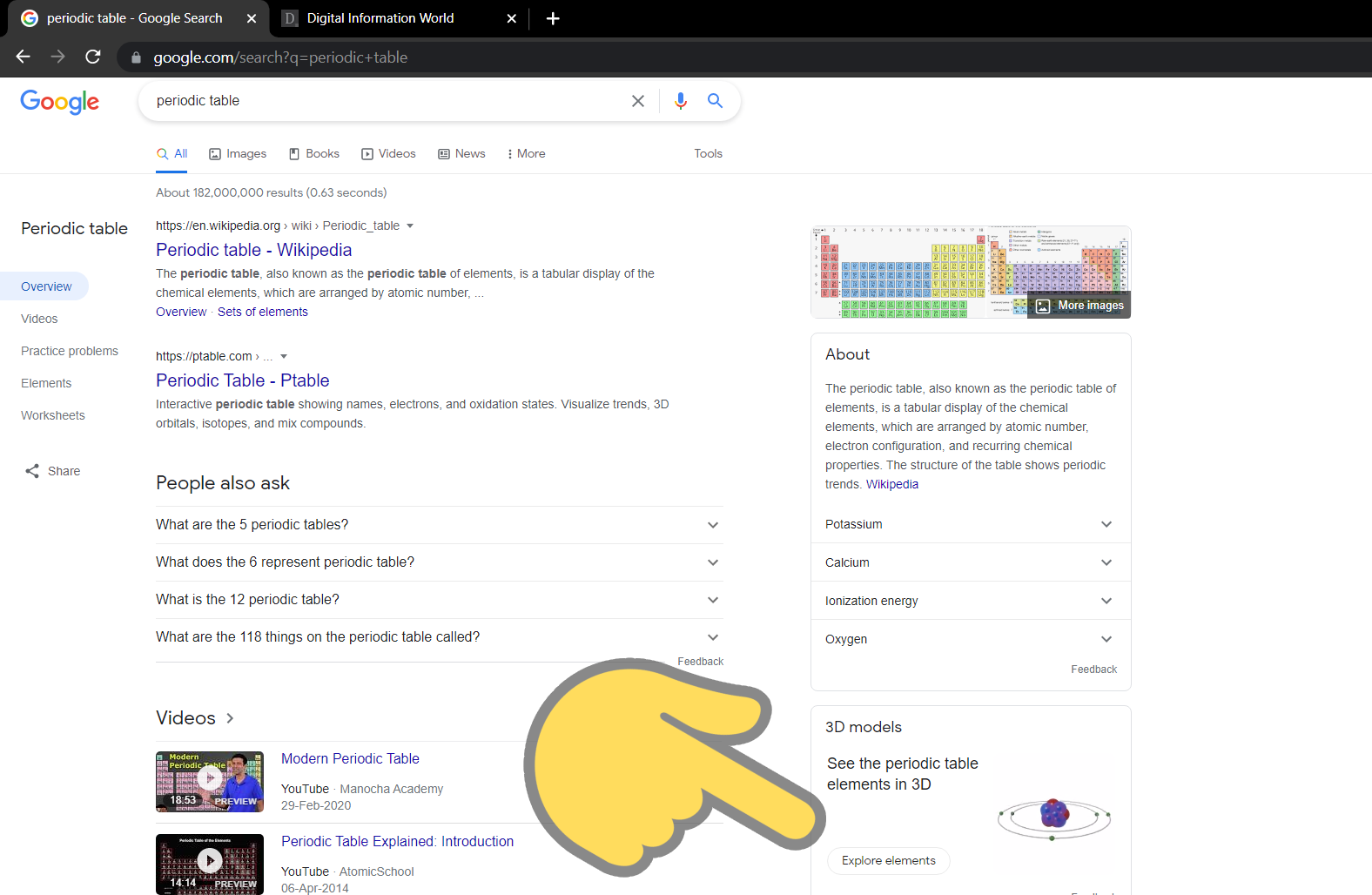 Digital Chemistry Starts At Google With An Interactive Periodic Table In The Search