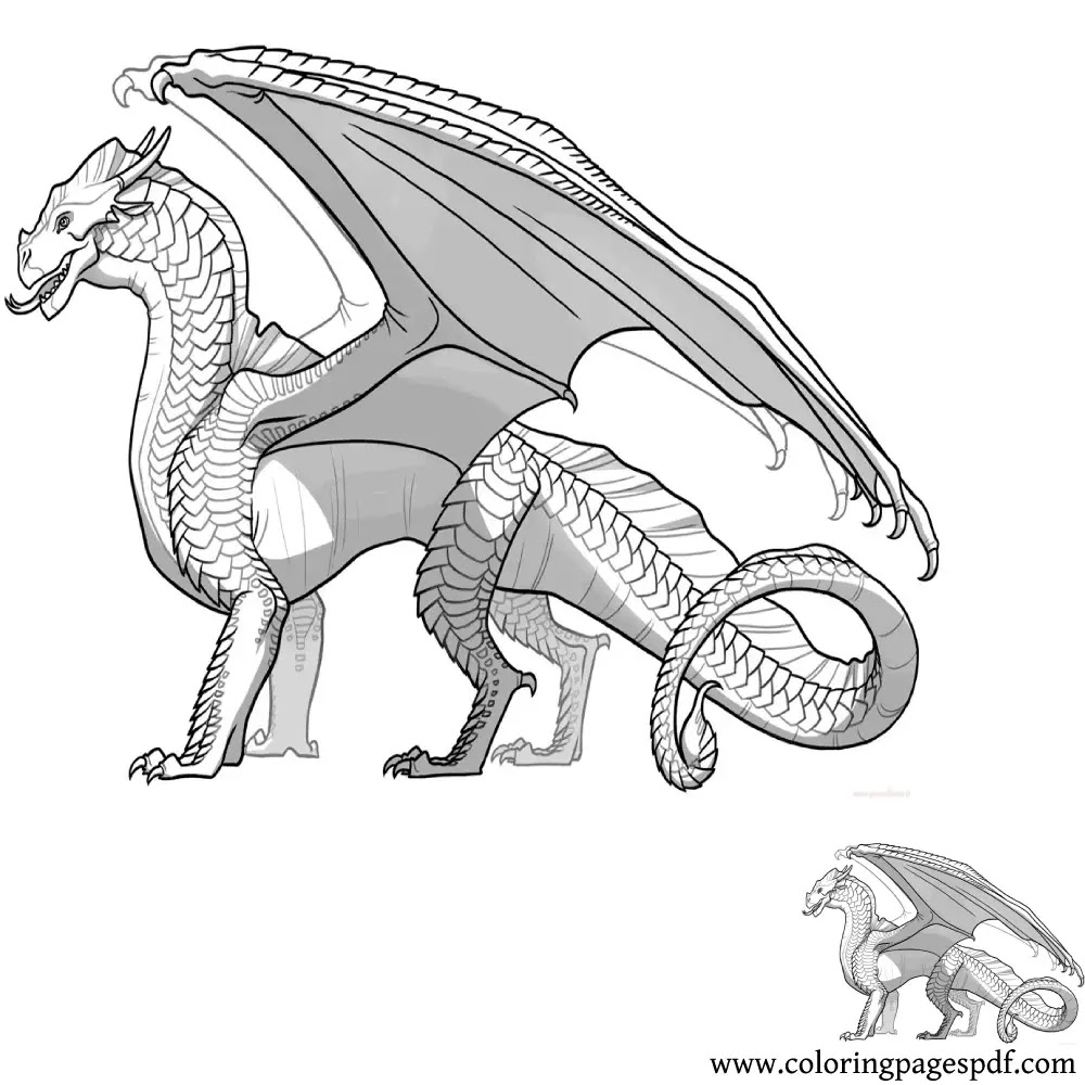 Coloring Page Of A 3D Dragon