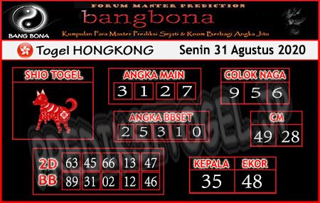 Prediksi Bangbona HK Senin 31 Agustus 2020