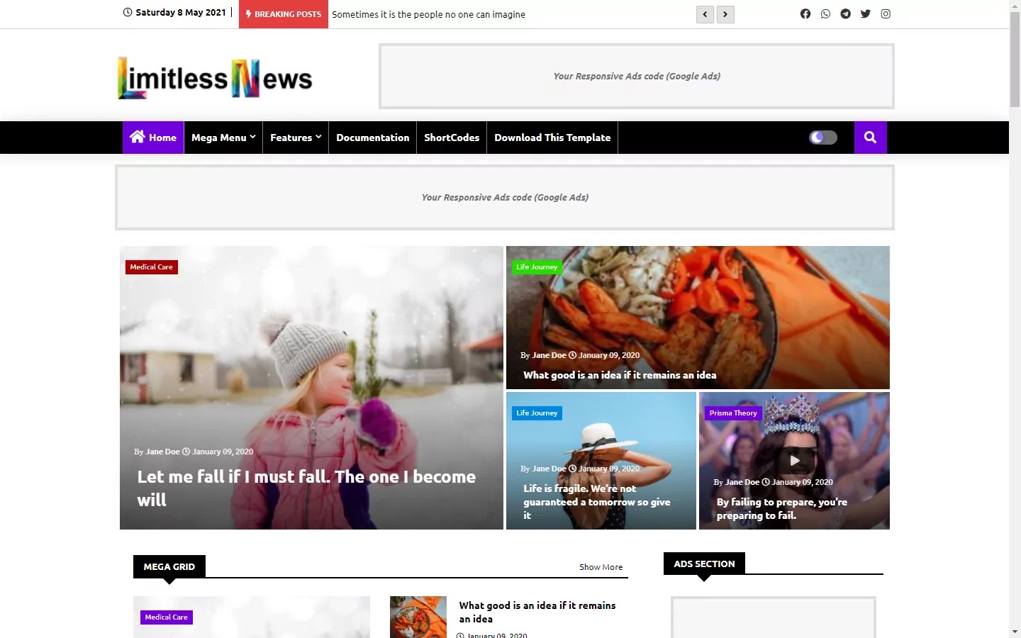Limitless News - Responsive And Creative