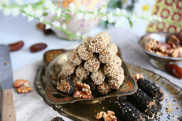 Fresh Ginger, Walnuts and Sesame Seed Logs