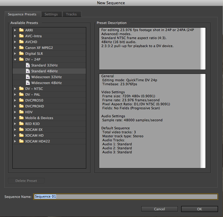 Adobe premiere pro sequence presets downloads