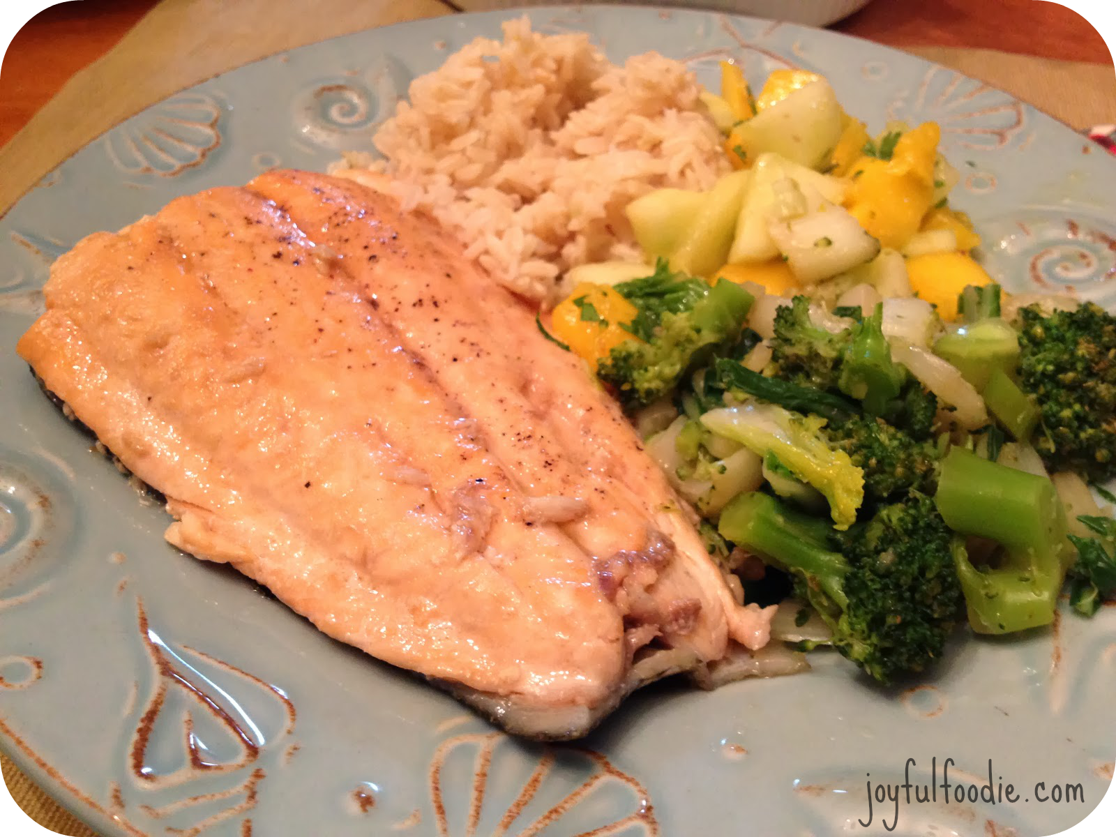 Pan seared "smoked" sweet salmon; great with sauteed bok choy and broccoli, easy weeknight dinner! 