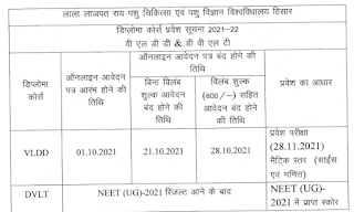 LUVAS VLDD Admit card Exam Date 2021 LUVAS VLDD Exam Date 2021