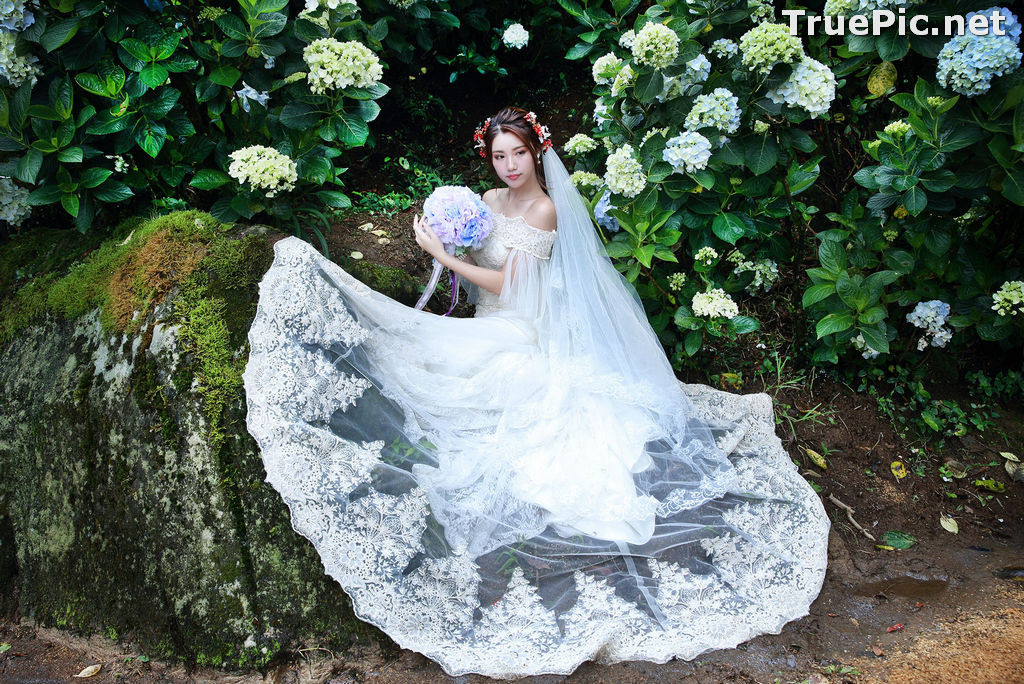 Image Taiwanese Model - 張倫甄 - Beautiful Bride and Hydrangea Flowers - TruePic.net - Picture-43