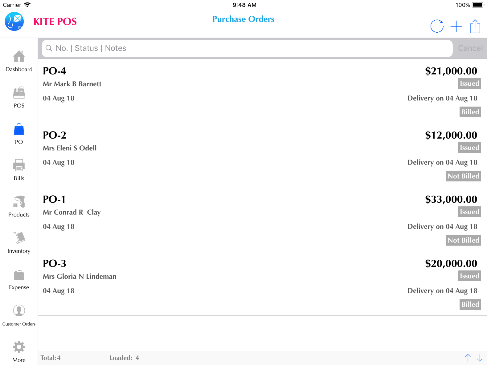 Kite POS How to create Purchase Order (Best Online POS Billing