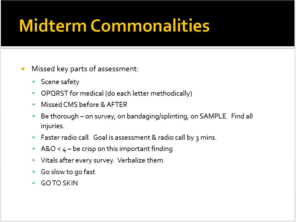 Outdoor Emergency Care South Bay Midterm Findings & Tips