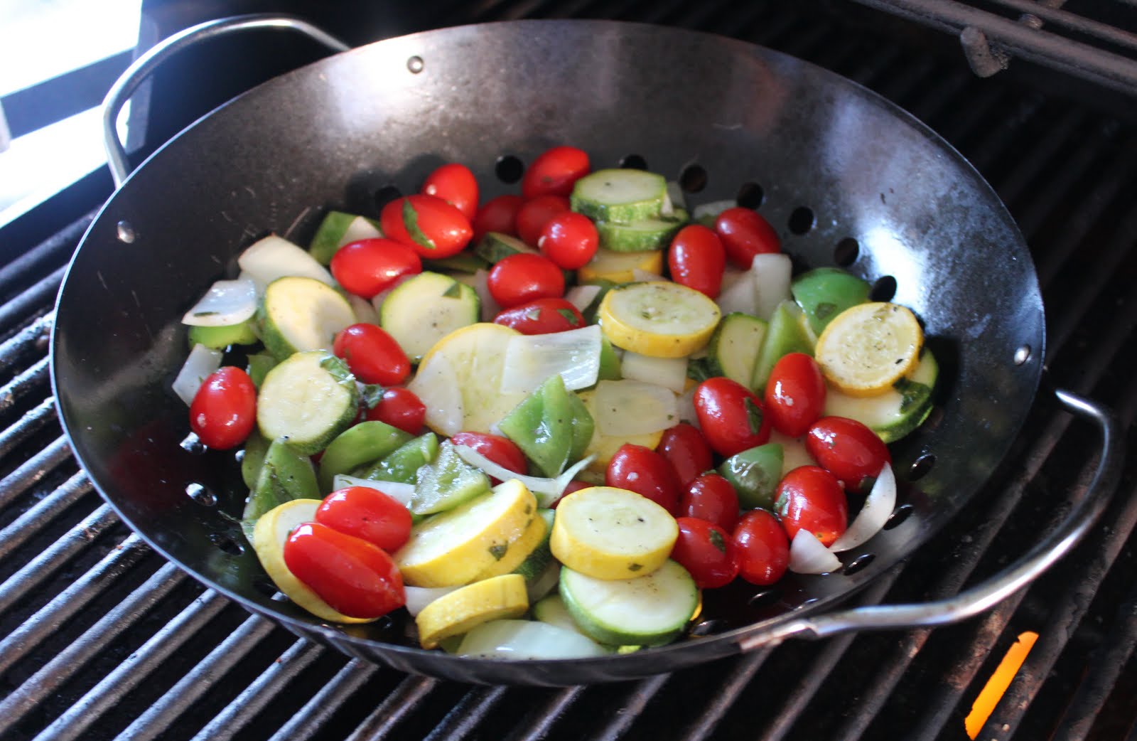 Journey to Fabulous Foods My Grill Basket & Grilled Veggies with Basil