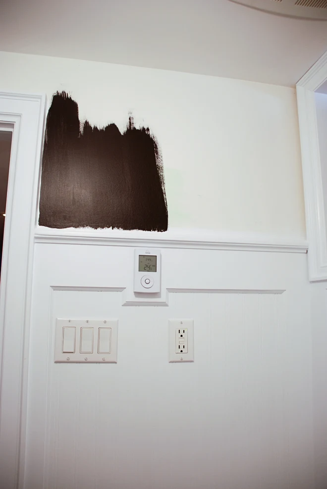 basement bathroom, painted beadboard, para paints whitewash white