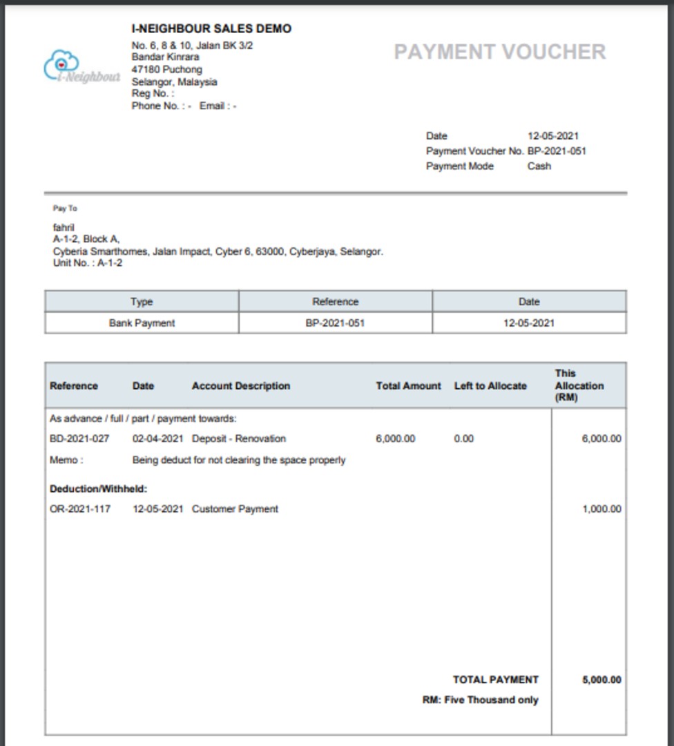 How to Create Refundable Deduction for Refundable Deposit in iAccount