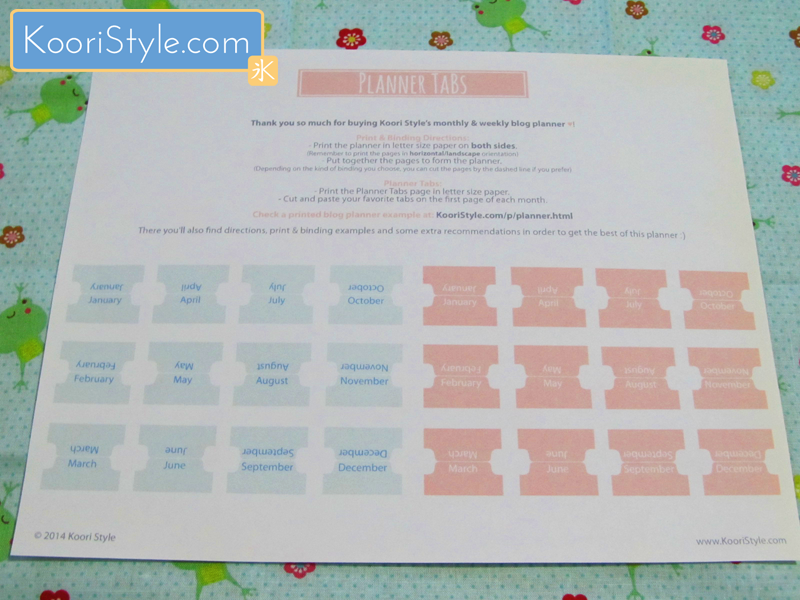 Weekly and Monthly Blog Planner Printable PDF at KooriStyle.com Cute Kawaii Koori Style KooriStyle Weekly Monthly Blog Planner Agenda Organization Printable PDF Blogging