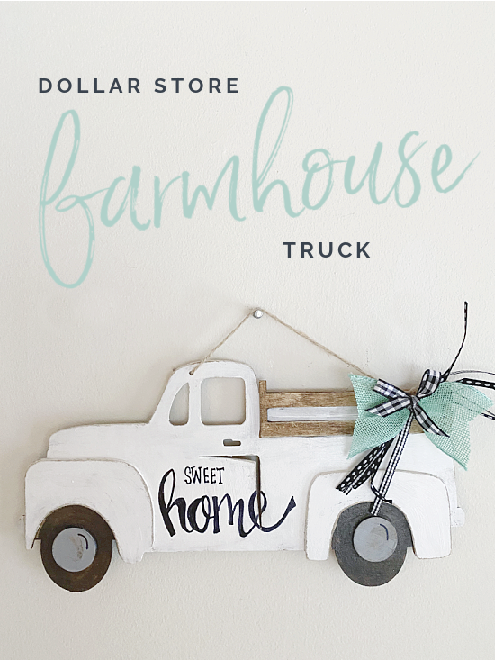 Farmhouse truck Pinterest pin with overlay