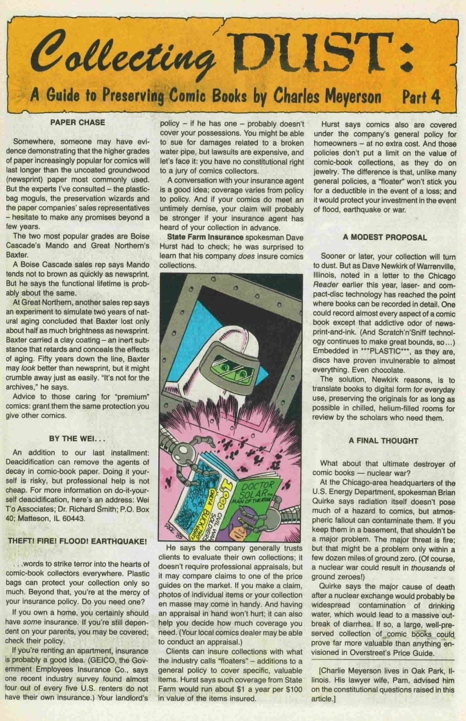 Collecting Dust A Guide to Preserving Comic Books [1985] Meyerson
