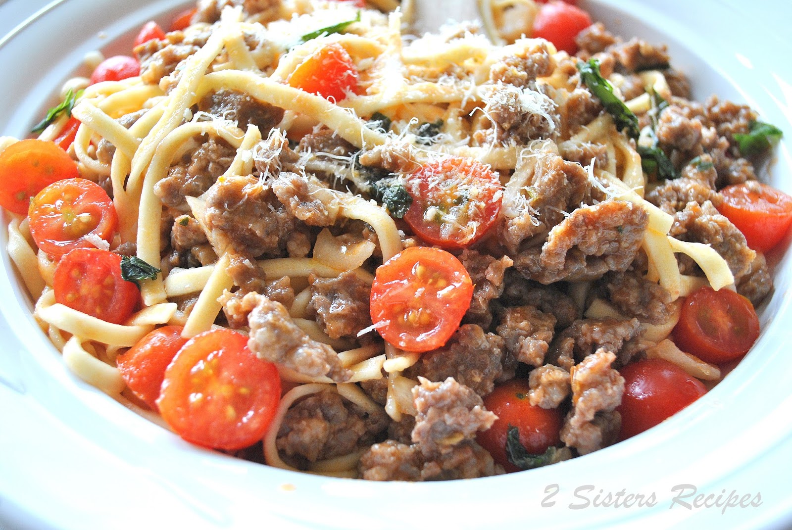 Tagliatelle with Tomato Sausage Ragu 2 Sisters Recipes by Anna and Liz