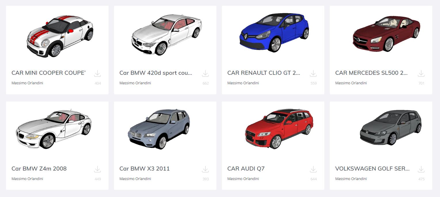 13. Car Collection Free Sketchup Model