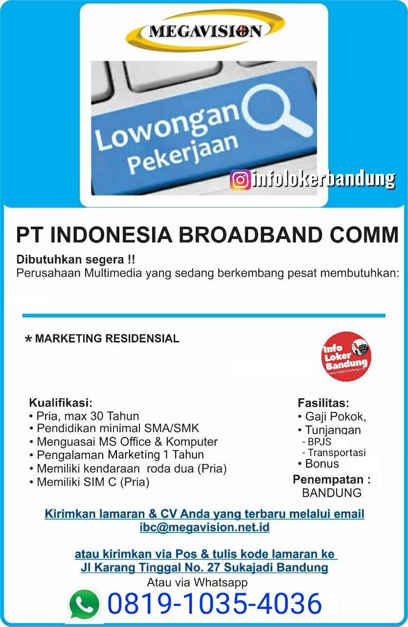 Lowongan Kerja PT. Indonesia Broadband Communications ( Megavision ) Bandung September 2019
