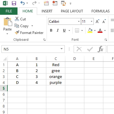 Existing excel workbook with data