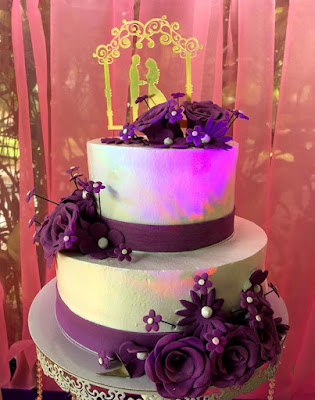 Purple and Flowers themed Wedding Dessert buffet