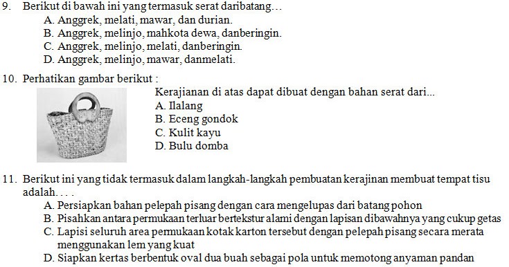 Soal Prakarya Essay Kelas 7 Bab 1 Kerajinan Dari Bahan 