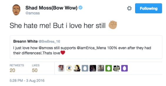 2 Bow Wow and his ex-fiancee Eric Mena come at each other again