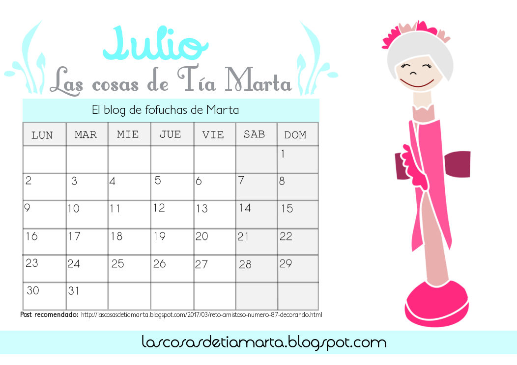 calendario de julio 2018
