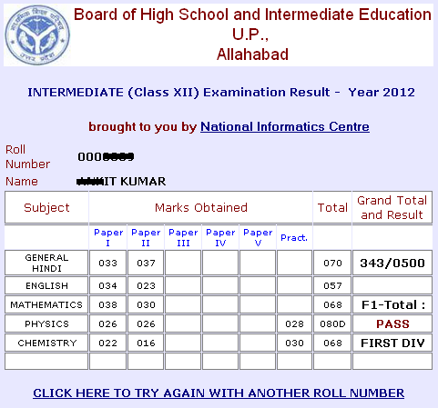 assignment result 2012