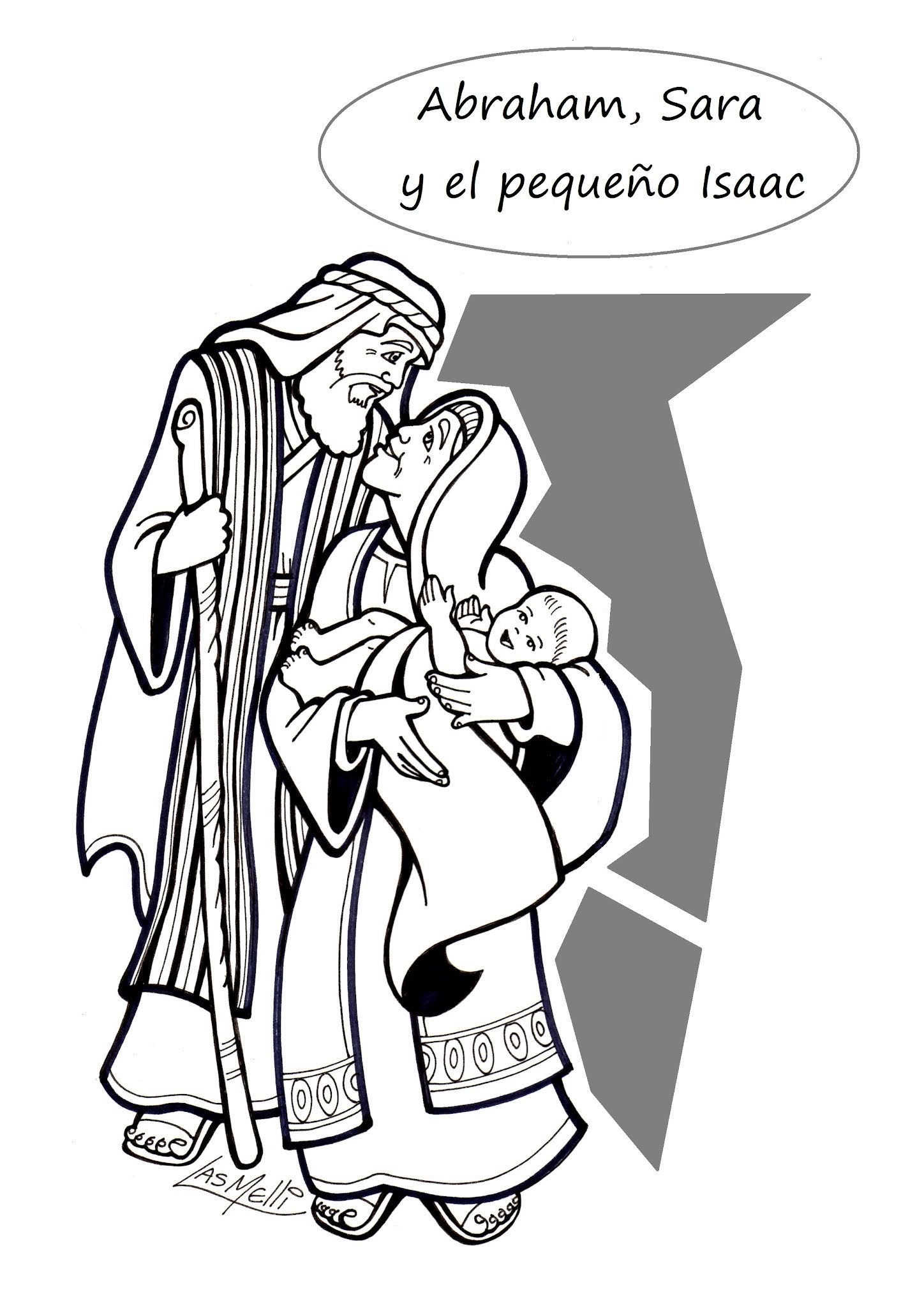 DIBUJO Abraham, Sara e Isaac Educacion Religiosa