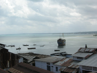 ships on the water in Stonetown Zanzibar