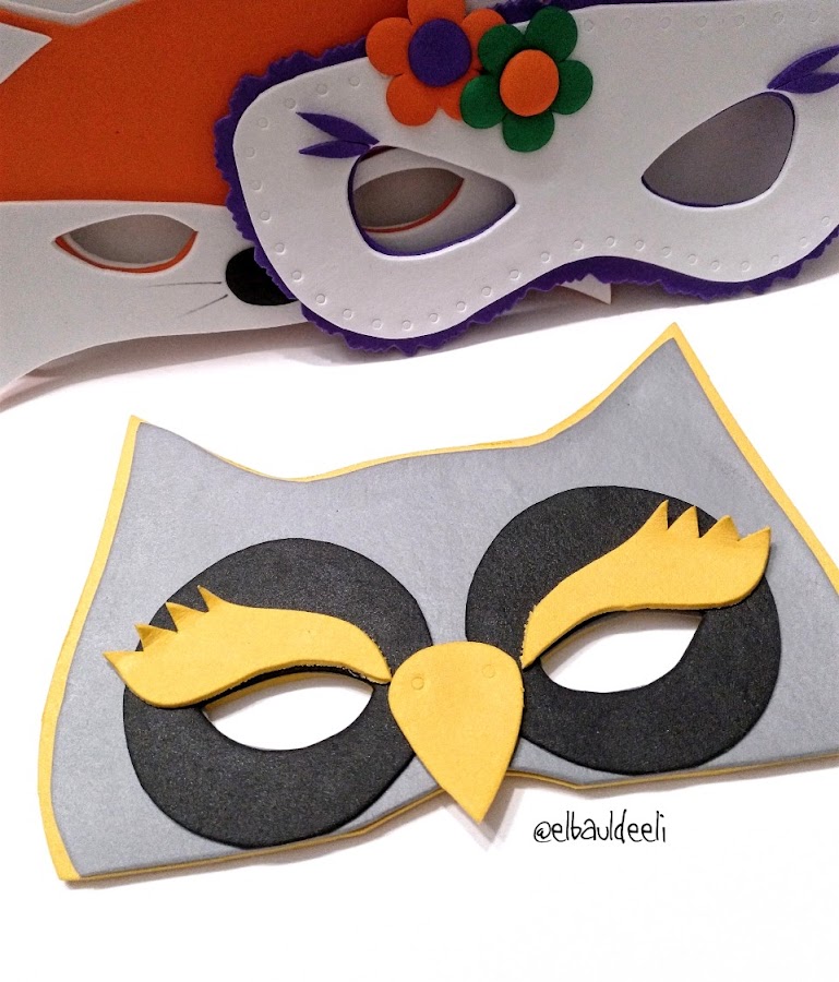 máscaras, goma eva, foamy, disfraz