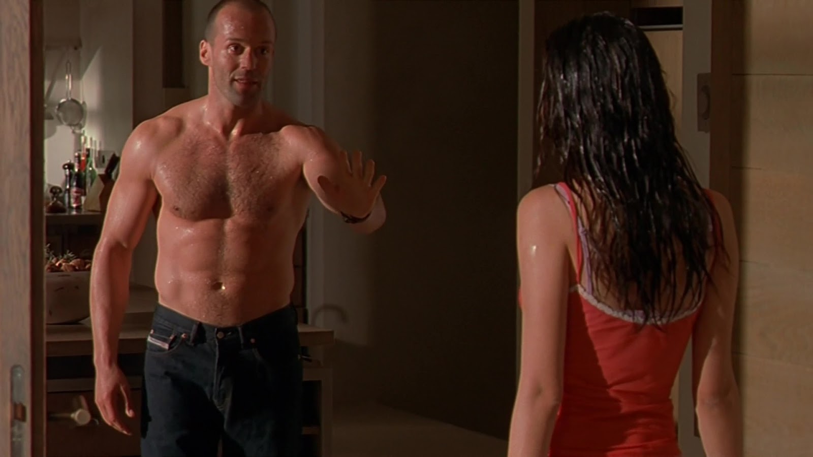 Jason Statham shirtless in The Transporter 