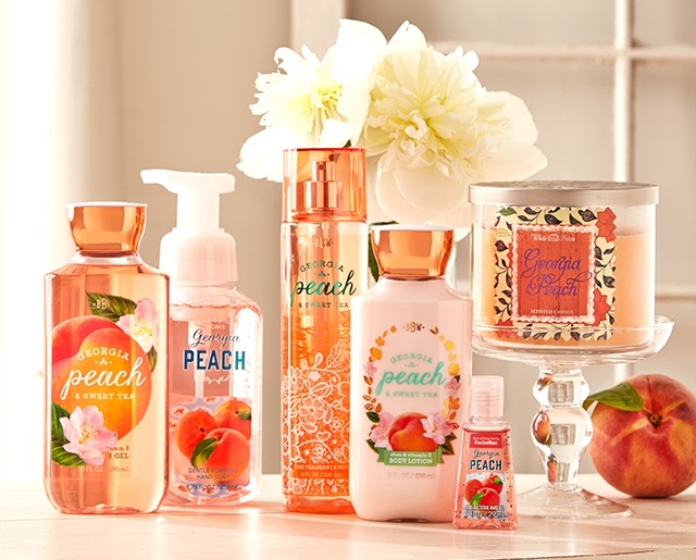 Charming Sweet South Scents, Bath & Body Works, Georgia Peach & Sweet Tea, Sheer Cotton & Lemonade, Sweet Magnolia & Clementine, Mint Julep, scented candle, fragrances hand soaps