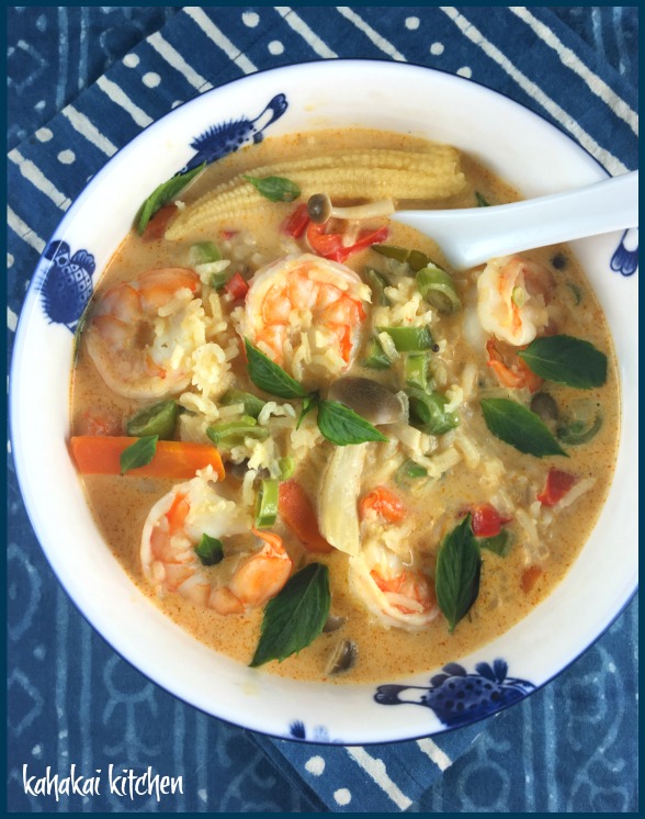 Kahakai Kitchen Red Curry Coconut Shrimp Soup with Jasmine Rice