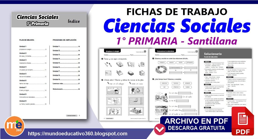 Cuaderno de Trabajo CIENCIAS SOCIALES para 1° Primaria Santillana