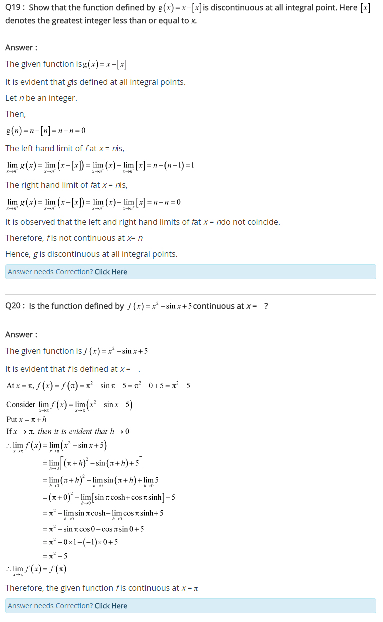 Class 12 Maths Chapter 5 Continuity and Differentiability