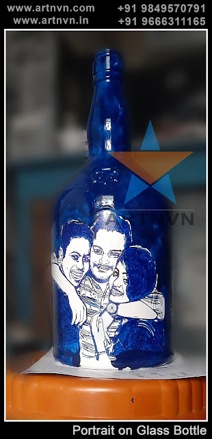 Glass Bottle Portrait Art Sketch Painting in Hyderabad Telangana INDIA