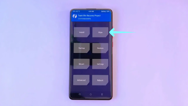 Click on Wipe here How to Wipe Data in Redmi K20 pro