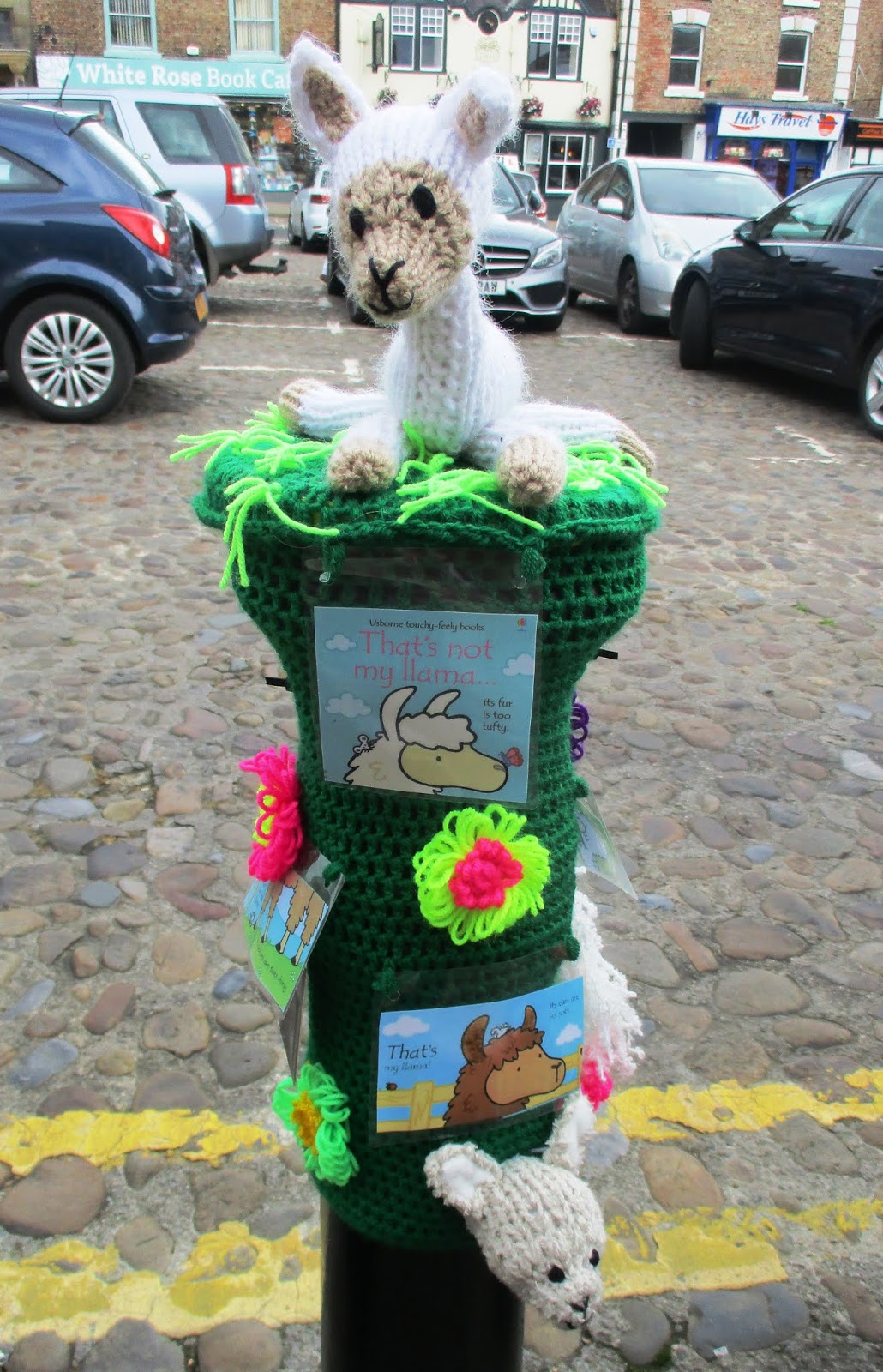 Life After Money Yarn bombing in Thirsk.