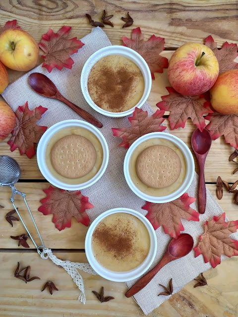 Natillas de manzana. Postre de otoño, aprovechamiento, fácil, tradicional, canela, rico, sin horno Cuca