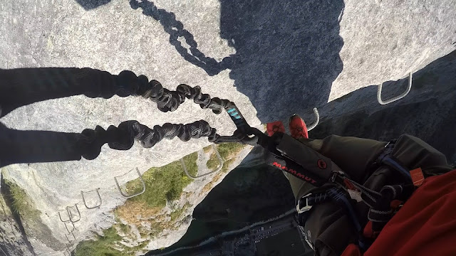 Via Ferrata 2000ft above Lauterbrunnen Valley, Swiss Alps! 30 Via Ferrata, Klettersteig, Hike, Climbing, Scrambling, mountaineer, mountain, extreme, adrenaline, adventure, Explore, Murren, Gimmelwald, Lauterbrunnen, Interlaken, Switzerland, Bern, Swiss Alps, Bernese Alps, Alpine, hanging, Nepalese Bridge, tyrolean, cliff, BASE, ladders,