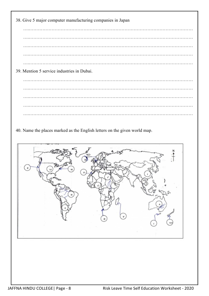 Grade 9 Geography Worksheets