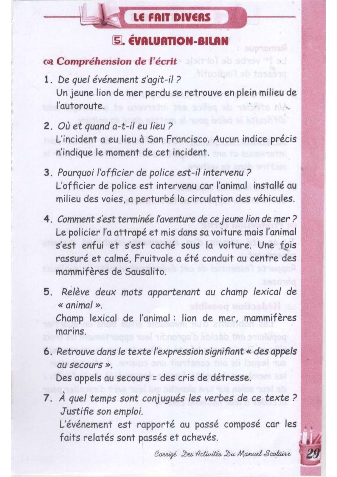 حل تمارين صفحة 29 الفرنسية للسنة الثالثة متوسط - الجيل الثاني