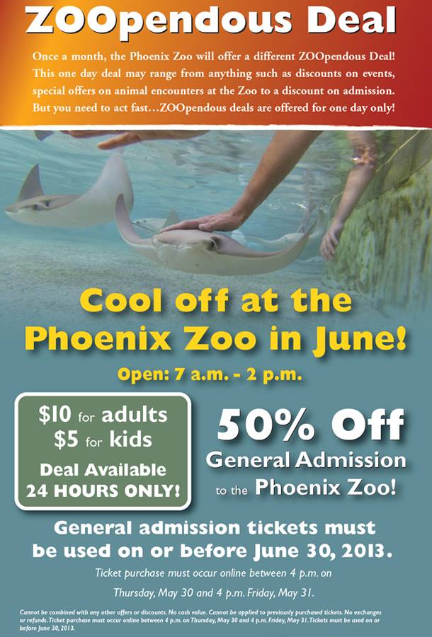 Arizona Families Phoenix Zoo Tickets 50 Off Hurry through 4pm today