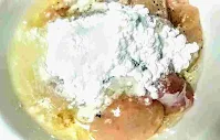 Corn flour, all purpose flour and egg whites with chicken cubes for chilli chicken gravy recipe