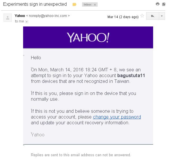 YAHOO MAIL : EXPERIMENTS SIGN IN UNEXPECTED 