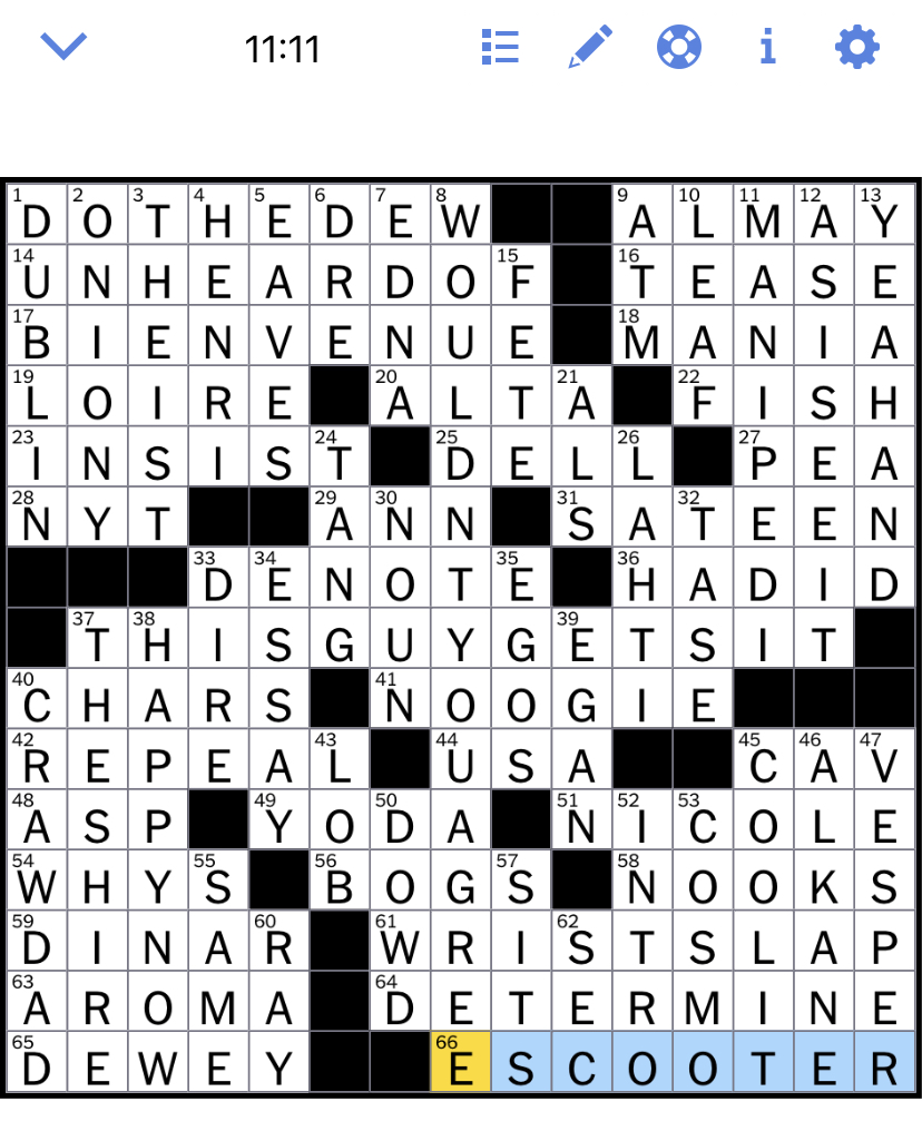 The New York Times Crossword Puzzle Solved Friday's New York Times crossword puzzle solved