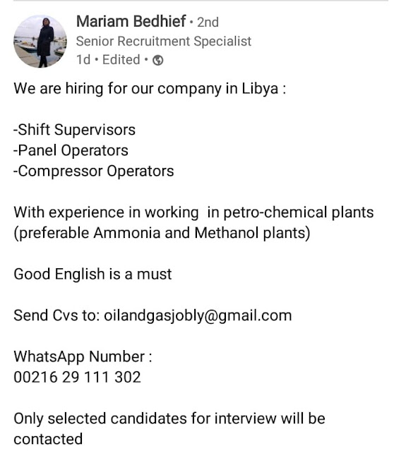 Latest Engineering Jobs In Libya Latest Engineering Jobs In Libya
