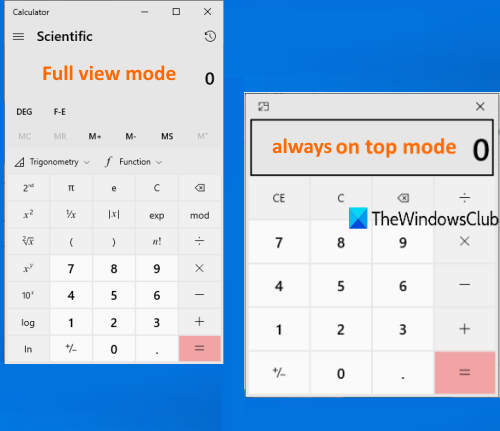 houd de Windows 10-calculator-app altijd bovenaan